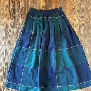 Russ Green and Navy Plaid A-Line Skirt